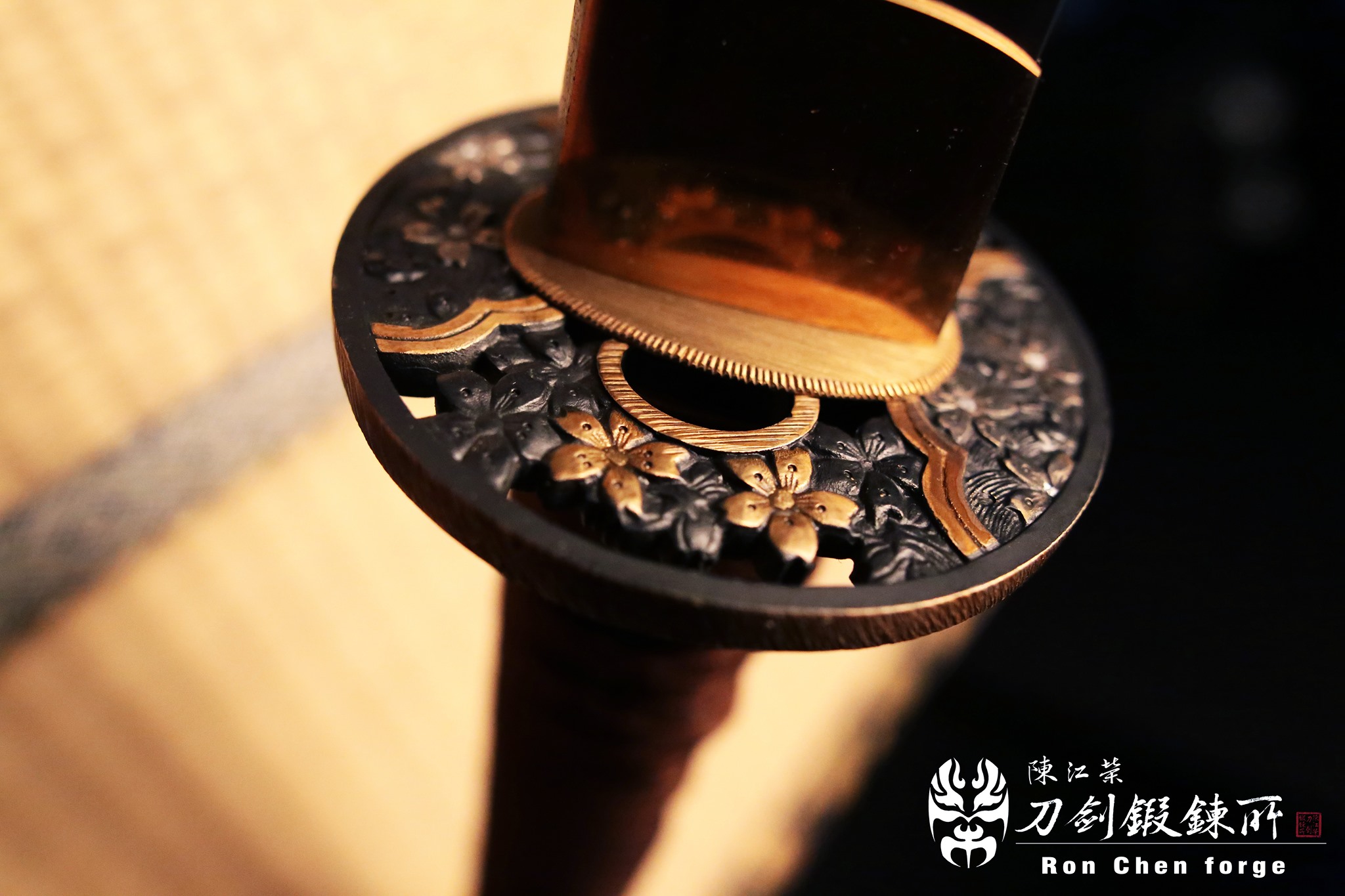 a close up of a sword handle